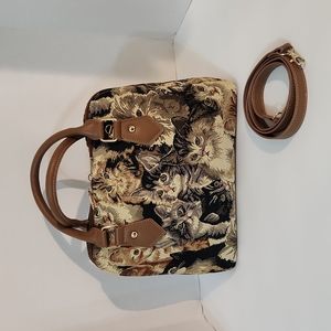 Tapestry Cat Purse Handbag Satchel